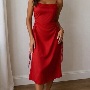 Christian Lacroix small red orange coral Dress NWT Ruched Slip Designer Dress